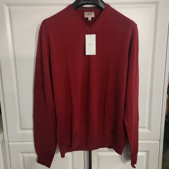 Armani Collezioni Pure Virgin Lana Wool V-Neck Jumper - Picture 1 of 9